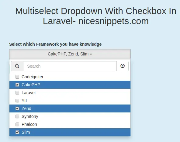 Multiselect Dropdown With Checkbox In Laravel 7/6